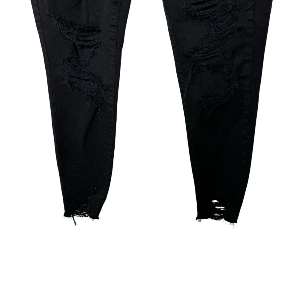 American Eagle Hi Rise Jegging Crop Distressed Black 10 - Picture 5 of 12